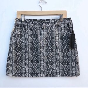 Blank NYC Snake Skin Print Denim Cotton Mini Skirt
